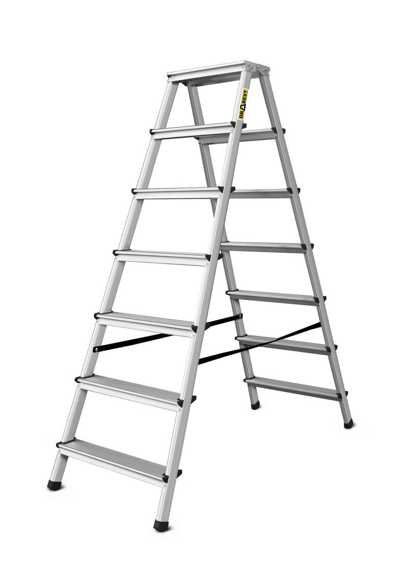 Drabina aluminiowa, dwustronna, 7 stopni wytrzymałość: 125 kg